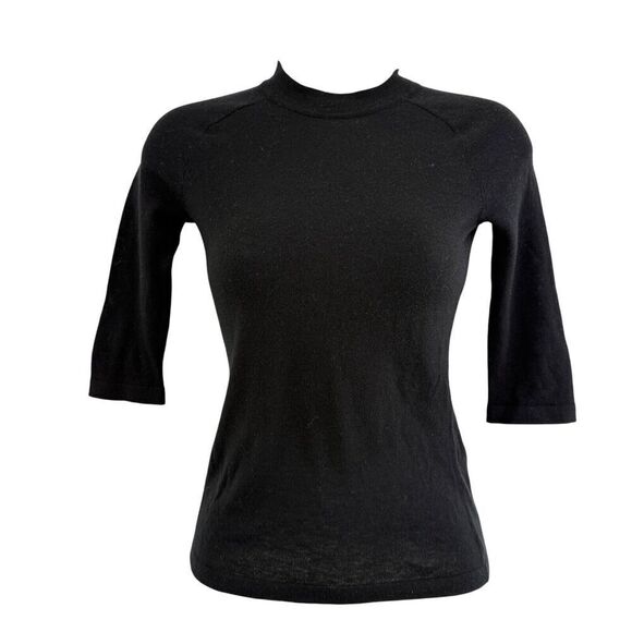 VINCE Elbow Sleeve Mock Neck Black Womens XXS 2XS Wool Cashmere Blend NWT See * - Picture 2 of 16